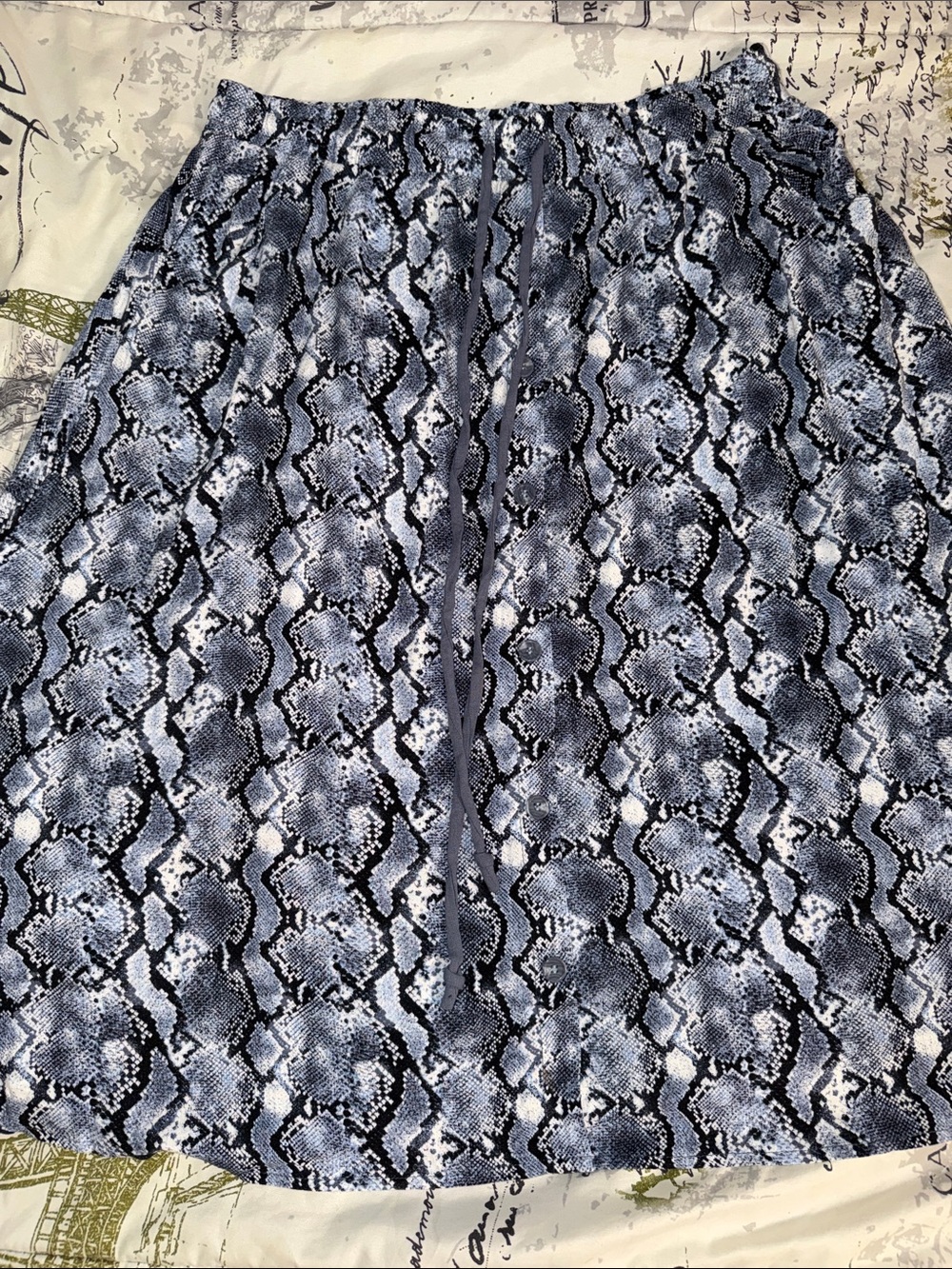 LuLaRoe Blue and Black Snake Print Midi Skirt